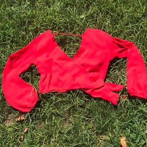 Girls Night for date night chic tie crop Blouse